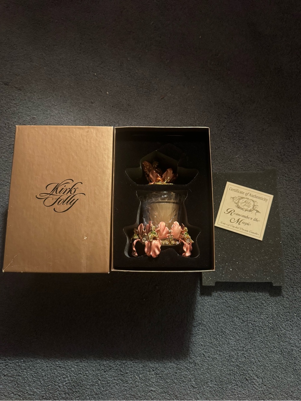 Kirks Folly Gold and Pink Decorative Candle Holder